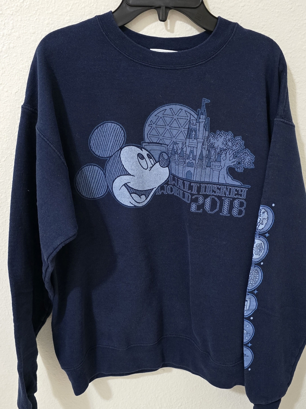 Disney Navy Crewneck Sweatshirt with Light Blue Mickey Graphic